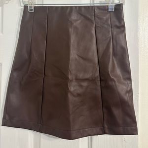 Streetwear Society Brown Faux Leather Skirt